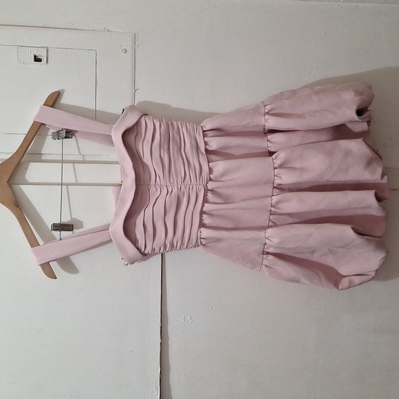 NWT POWDERY LIGHT PINK DRAPED BALLOON MINI DOLL DRESS - Picture 10 of 15